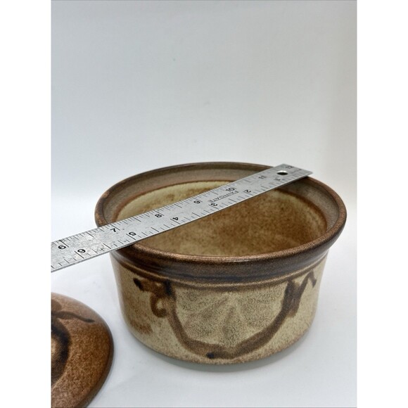 Brown Earthtones Covered Pottery Dish 3" deep by Reynolds Trinket Vanity Bedside - Picture 7 of 8